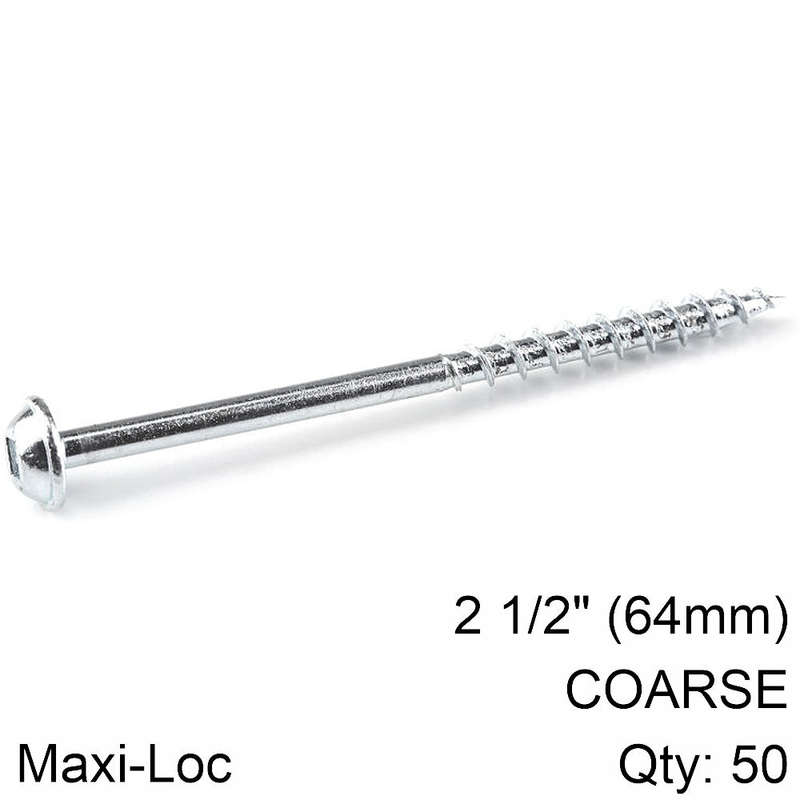 KREG ZINC POCKET HOLE SCREWS 64MM 2.50' #8 COARSE THREAD MX LOC 50CT