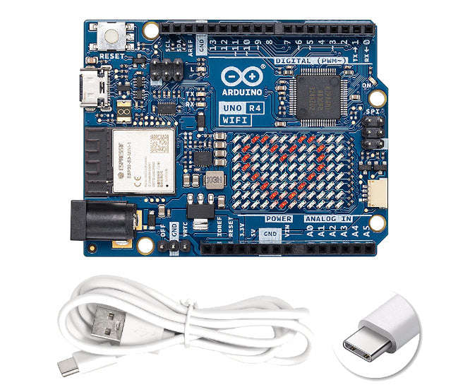 Arduino uno r4 board with wifi and usb cable 70x52mm abx00087