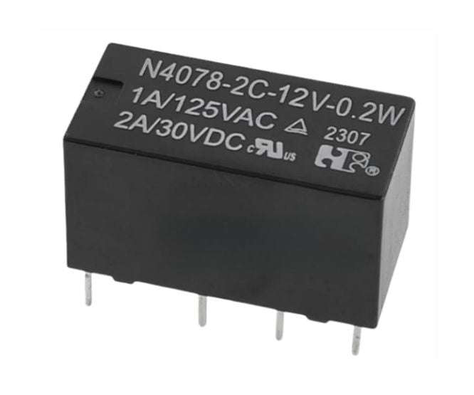 Relay pcb-mount dpdt 12vdc 2a n4078-2c-dc12v-0.2w