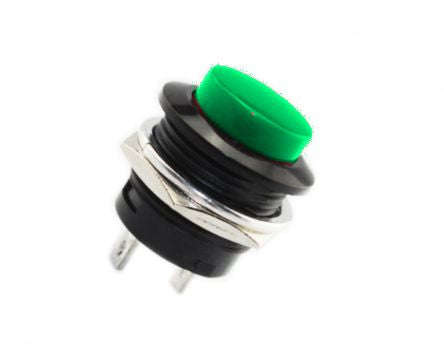 Push button green no 19mm 3-6a r13-507-green