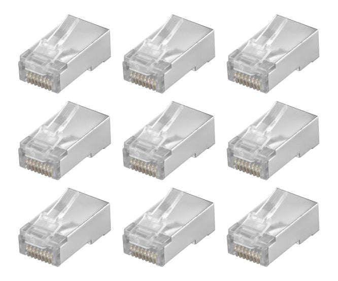 8w shielded rj45 feedthrough plug cat6/6a 1.2mm holes 22-28awg - 100/bag ez-cat5e-cat6-1.2s