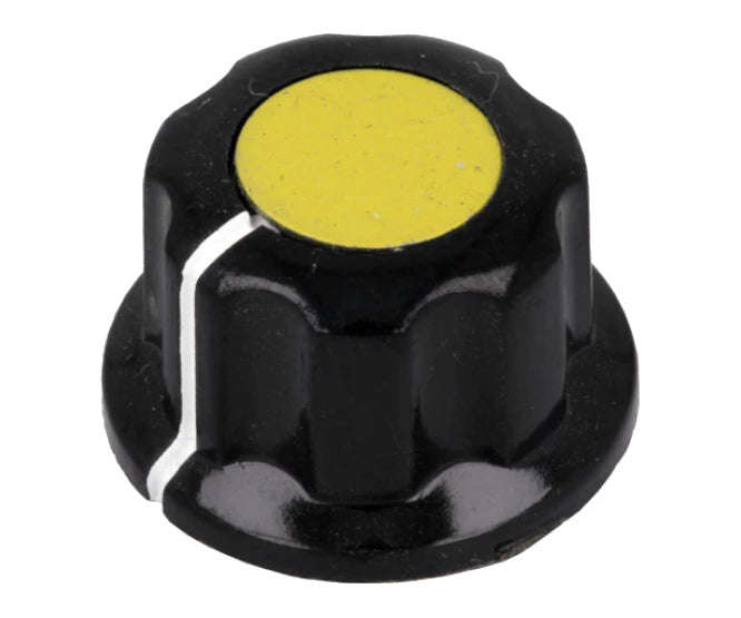 Knob pla yel hex lin 20x12x6.4 s8859-yl