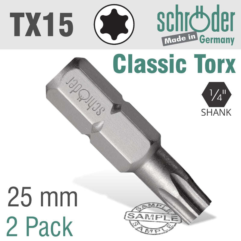 TORX TX15 CLASSIC BIT 25MM 2CD