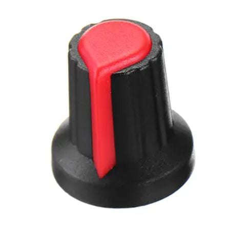 Knob black splined with red marker 6mm 15x17 wh-148-2-red