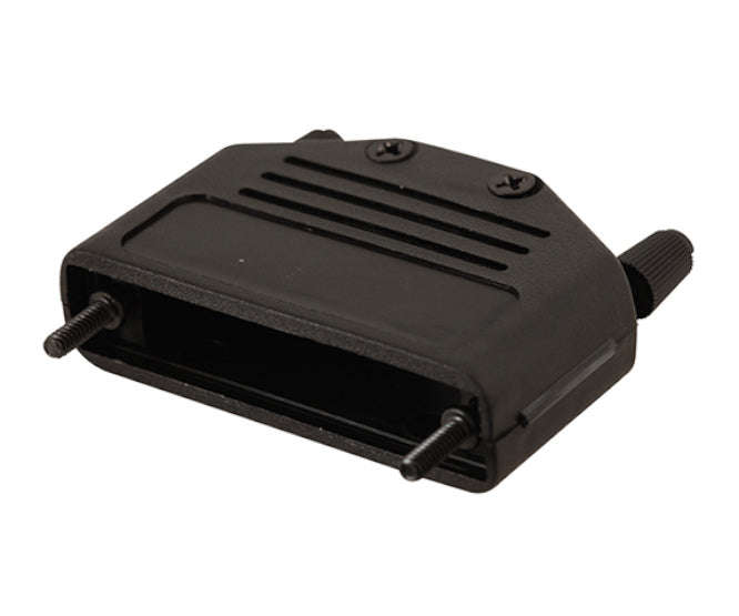 Black plastic cover for 25w d-sub connector - thumb screws ydlb25p-bk