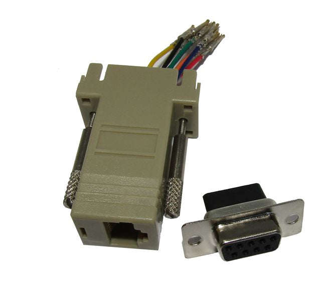 Rj45 socket to 9w d-sub socket breakout adaptor zp09f8c