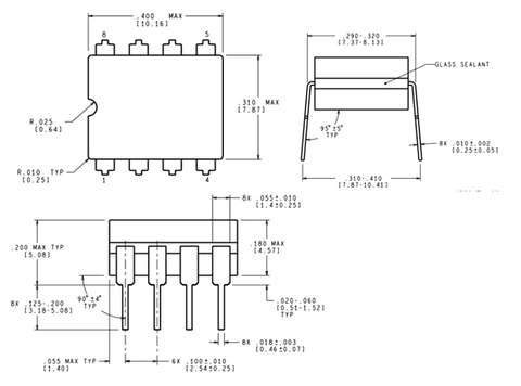 LM386 Audio Amplifier IC (10pc) diagram