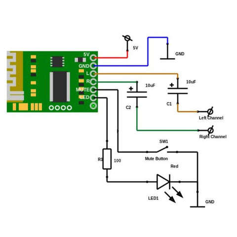 Bluetooth audio receiver module (stereo and mono) 5V