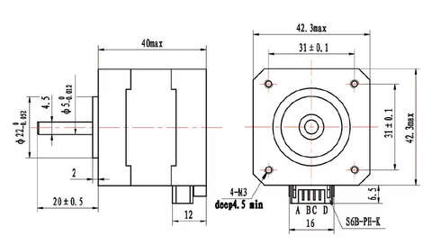 Nema 17 stepper motor 42HB34F08AB