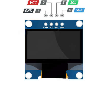 Blue 0.96 inch OLED display with I2C interface
