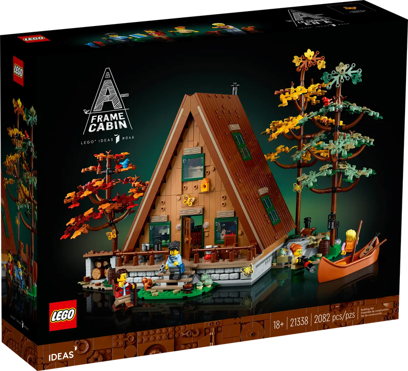 LEGO® Ideas display model of an A-Frame Cabin (21338)