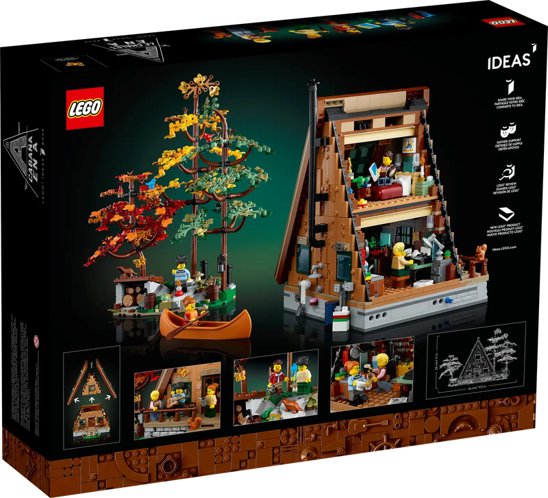LEGO® Ideas display model of an A-Frame Cabin (21338)