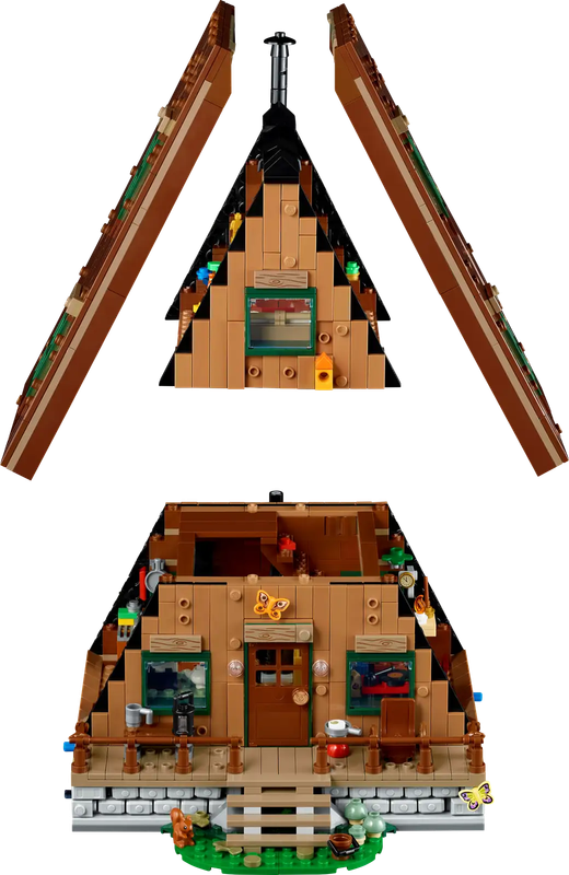 LEGO® Ideas display model of an A-Frame Cabin (21338)