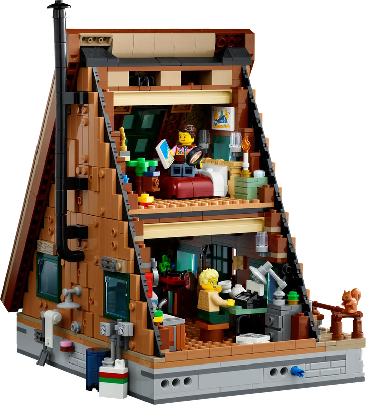 LEGO® Ideas display model of an A-Frame Cabin (21338)