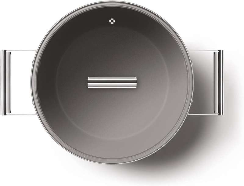 Smeg All Hobs None-Stick Casserole Pan with Lid, 26 cm Diameter, Red
