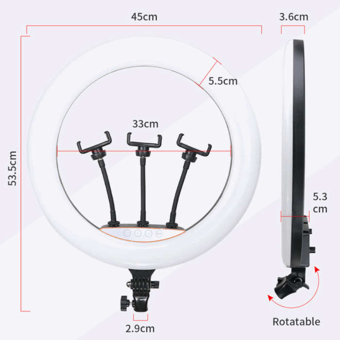 18 (45CM) Inches RGB Ring Light With Bag, Tripod Stand + Bag