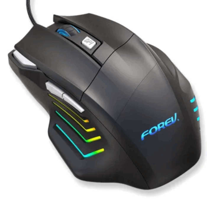 FOREV FV-X7 3200dpi Wired Mechanical Gaming RGB Lighted Mouse (Black)