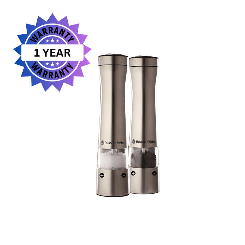 Russell Hobbs - LED Electric Salt & Pepper Mill Set Silver- ESPSS - Brand New Damaged Packaging