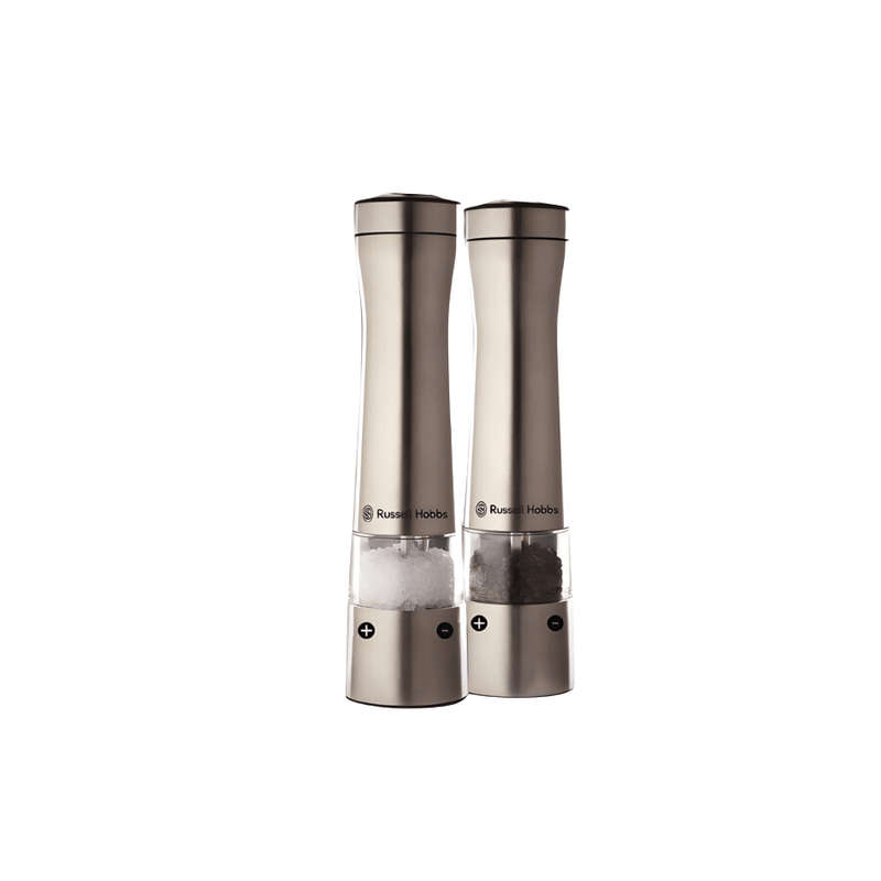 Russell Hobbs - LED Electric Salt & Pepper Mill Set Silver- ESPSS - Brand New Damaged Packaging