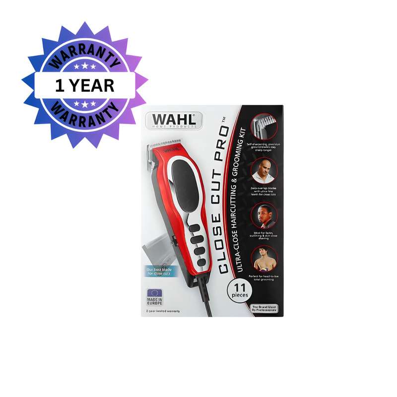 Wahl Close Cut Pro Men's Hair Clipper 11 Piece - Red - 20105-0465 - Brand New Damaged Packaging