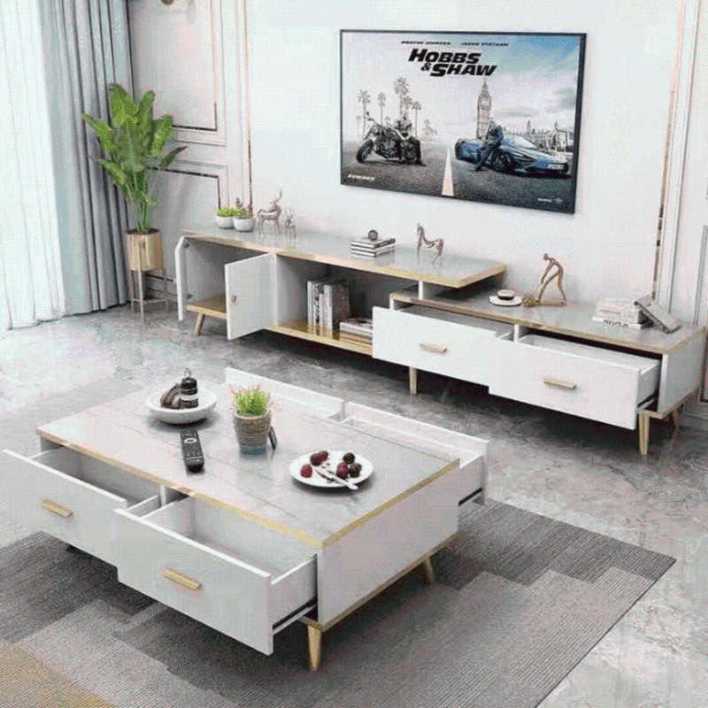 White/Black Bone Gold Adjustable Plasma TV Stand -TV-302 - White