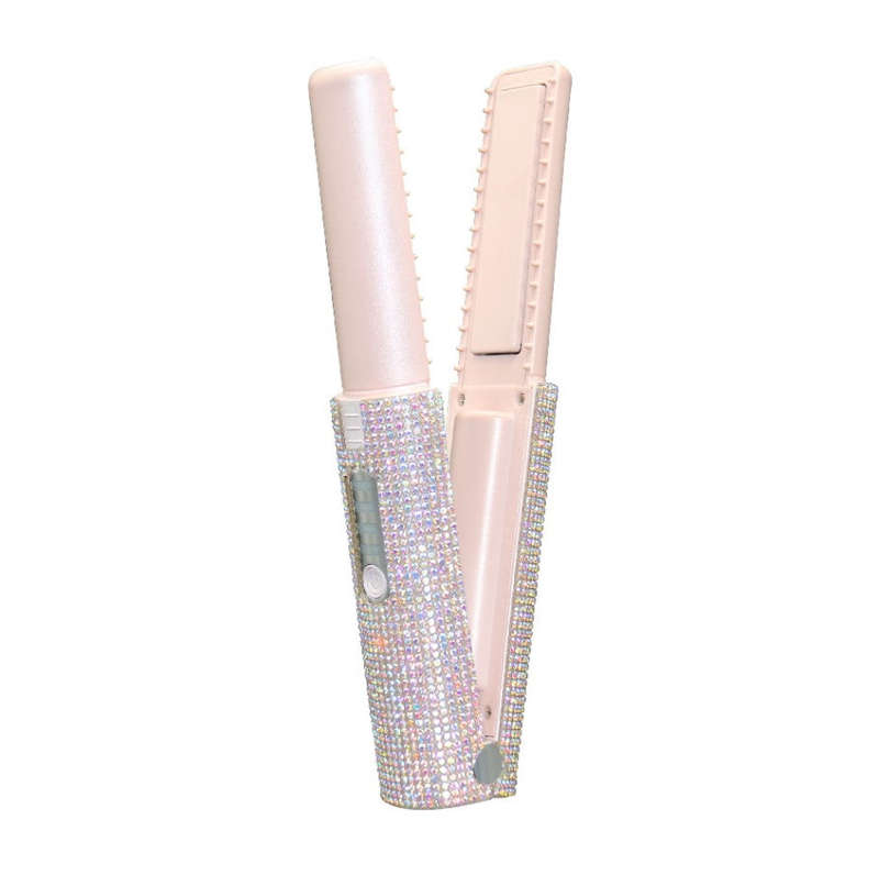 Electric USB Hair Straightening Brush Multifunctional Hair Curler Comb Styler - Pink