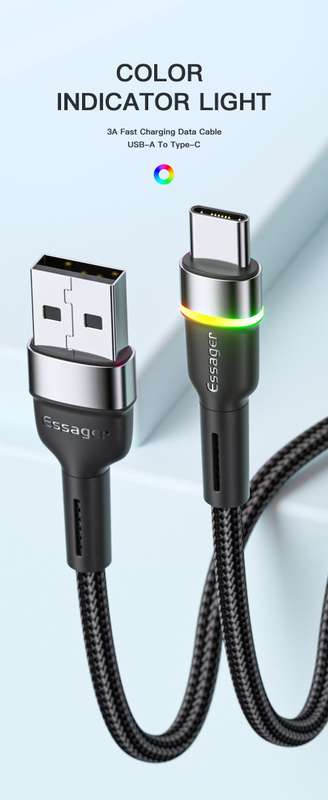 Essager 3A USB Type C Cable Fast Charging RGB