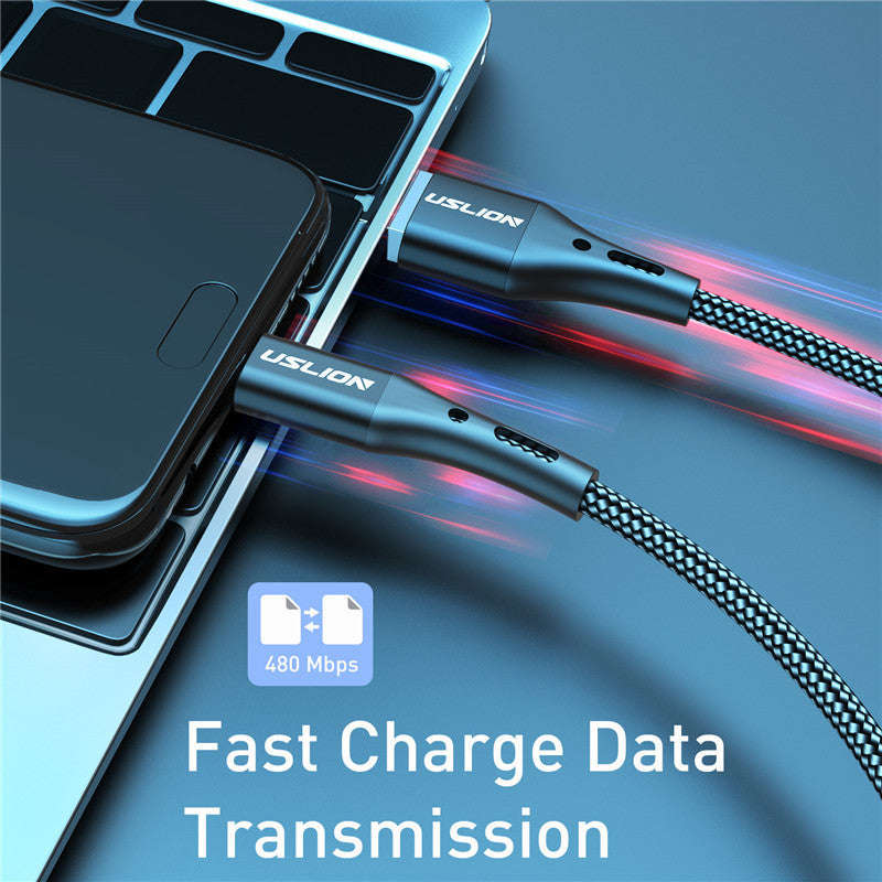 USLION 3A Micro to USB Fast Charging 2 Meters Black