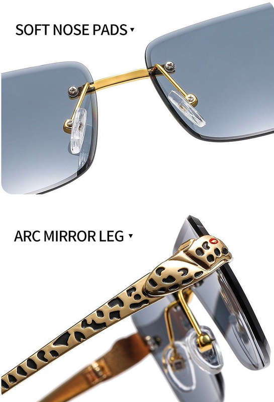 SekelBoer retro square Frameless gold frame black grey lens