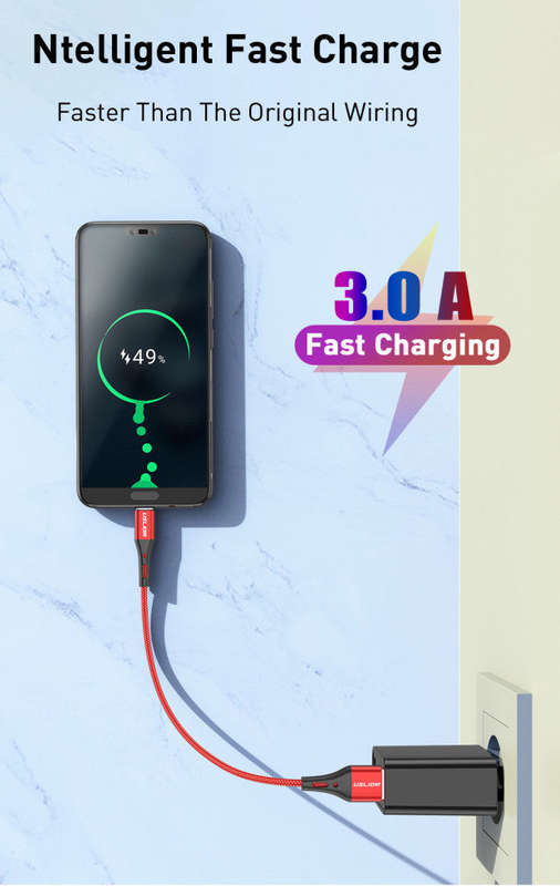 USLION 3A Micro to USB Fast Charging 2 Meters Black