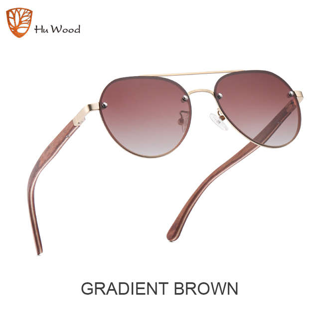 Hu Wood Polarized Aviators Gradient Mandela Maple