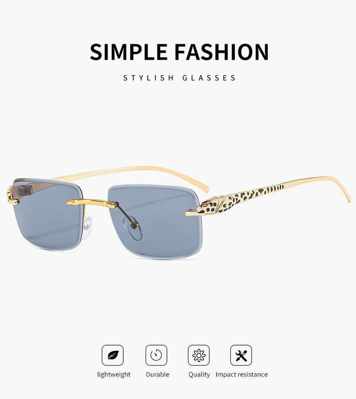 SekelBoer retro square Frameless gold frame black grey lens