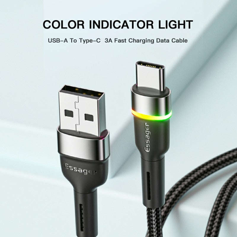 Essager 3A USB Type C Cable Fast Charging RGB