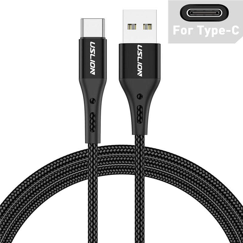 USLION Black 3A USB Type C Cable 2 meters