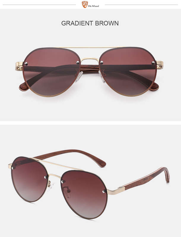 Hu Wood Polarized Aviators Gradient Mandela Maple