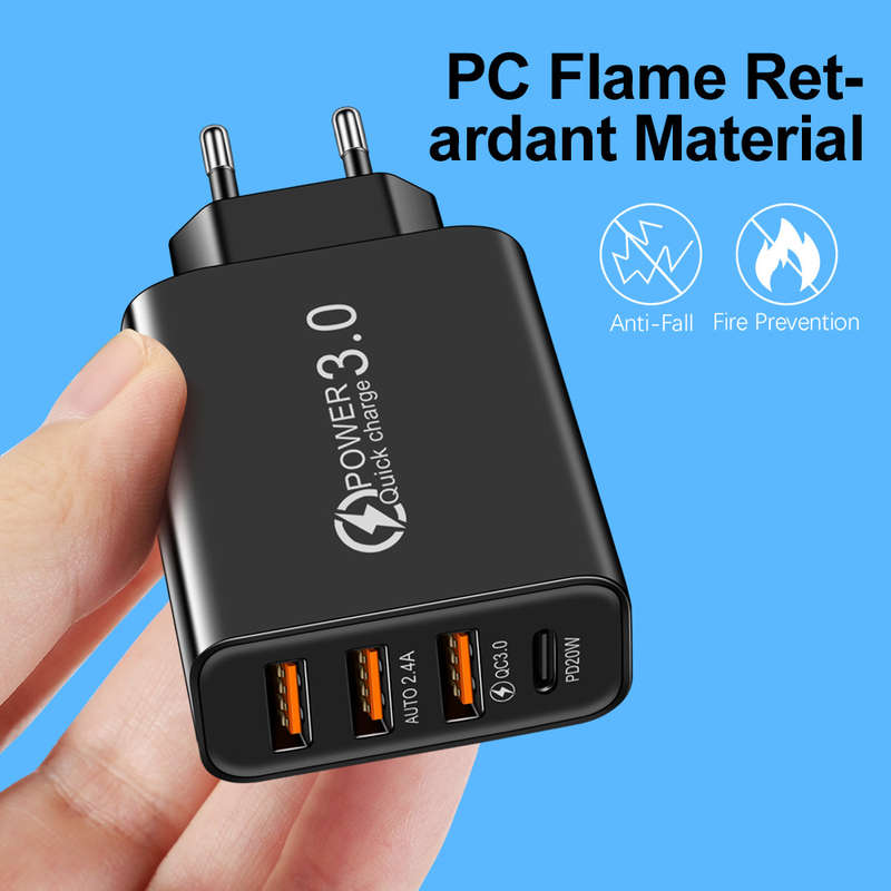 Universal Fast Charger 3 usb + TYPE-C White