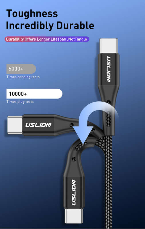 USLION 3A Micro to USB Fast Charging 2 Meters Black