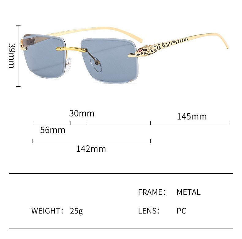 SekelBoer retro square Frameless gold frame black grey lens