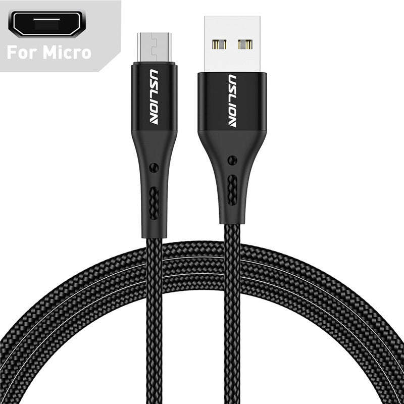 USLION 3A Micro to USB Fast Charging 2 Meters Black