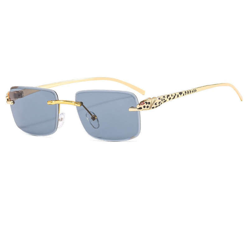 SekelBoer retro square Frameless gold frame black grey lens