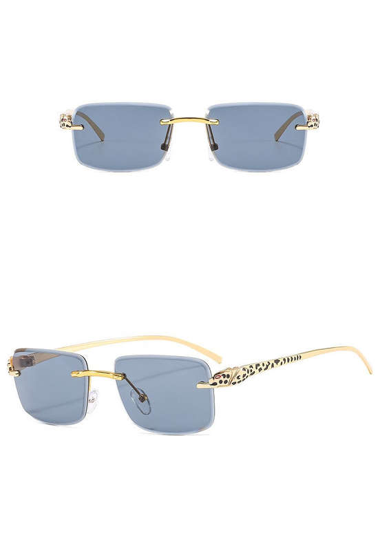 SekelBoer retro square Frameless gold frame black grey lens