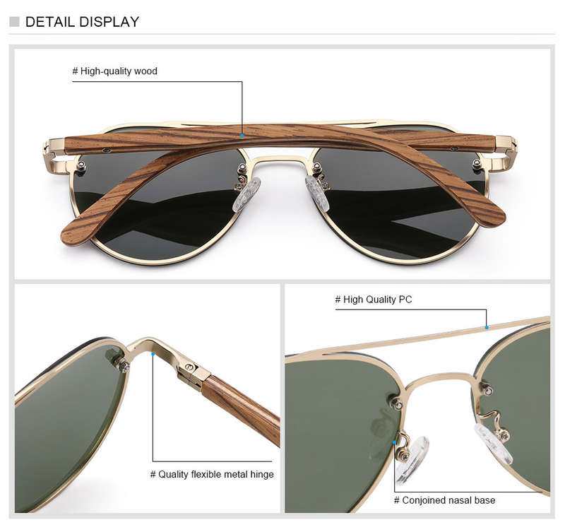 Hu Wood Polarized Aviators Gradient Mandela Maple
