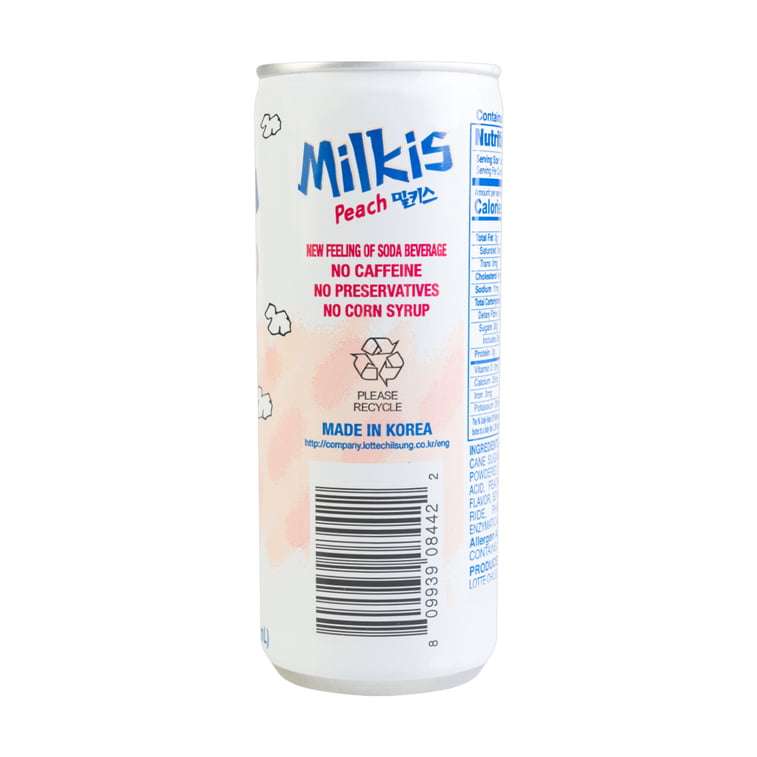 Lotte Milkis Peach Flavour Carbonated Soda Drink 250ml