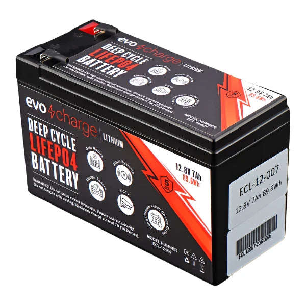 EvoCharge 12V 7Ah LiFePO4 Lithium Battery
