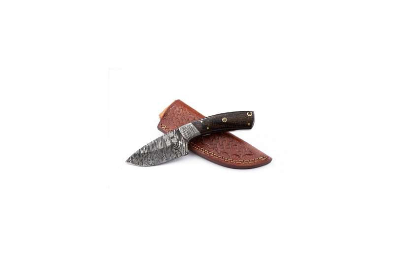 Damascus Hunting knife,  Micarta Scale Handle,  Damascus Bolster,  Mosaic pin, Brass  pin, Lanyar...