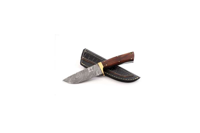 Walnut & Camel bone - Fixed Blade Knife - Leather Sheath
