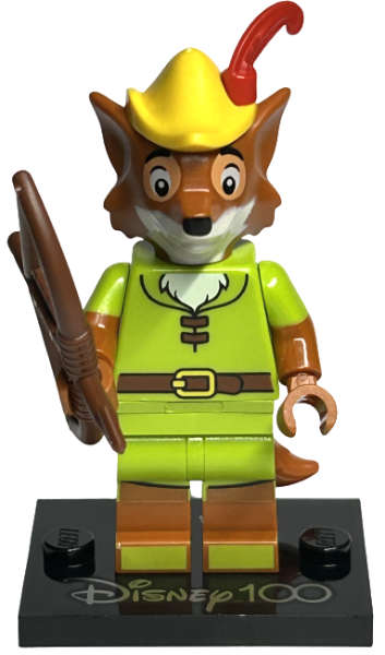 Robin Hood lego collectable minifigure Disney 100 (Complete Set with Stand and Accessories)