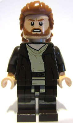 Obi-Wan Kenobi - Dark Brown Robe, Dark Orange Mid-Length Hair with Ruffled Back Star wars Lego Mi...