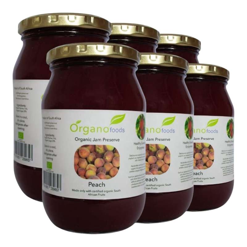 Organic peach jam 6 x 375ml