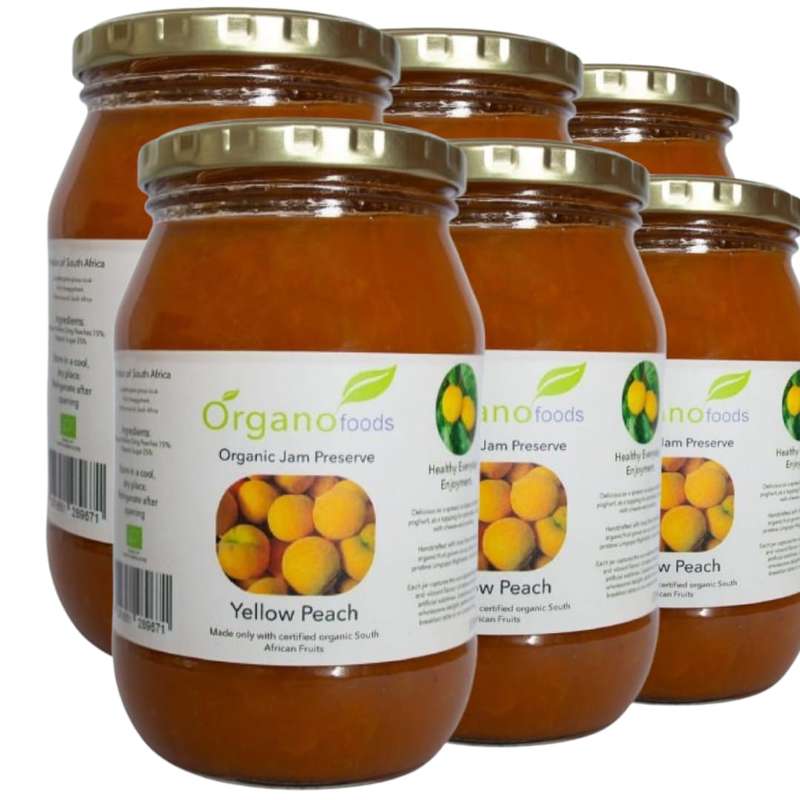 Organic yellow peach jam 6 x 37ml